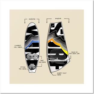 Wind Surf Gear Board Sail Cool Design Edit Posters and Art